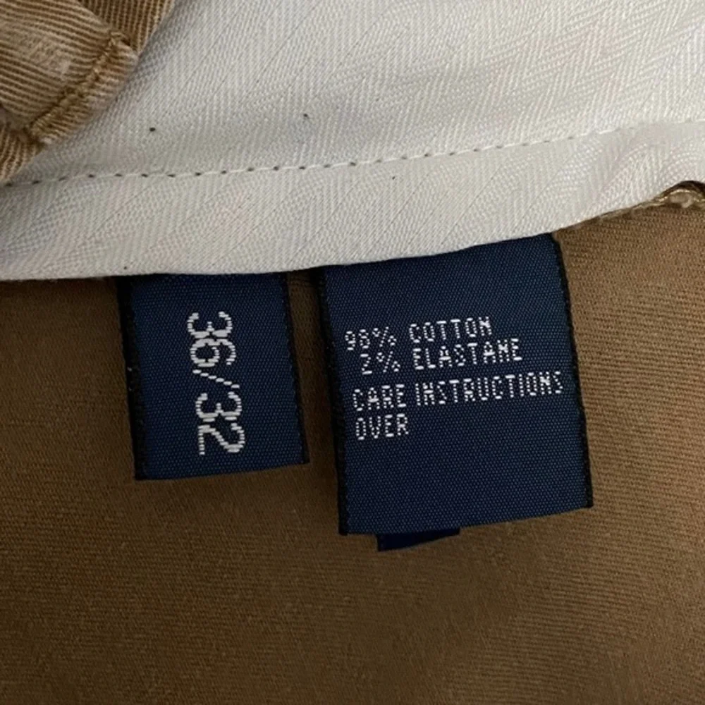 Vintage Polo Ralph Lauren Stretch Custom Fit Tan Chino Trouser Pants Mens 36x32